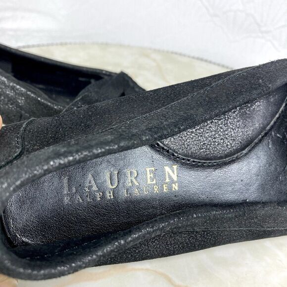 Lauren Ralph Lauren Driving Loafers Sz 6.5 Black Suede Preppy Comfort Moccasins - Picture 12 of 14